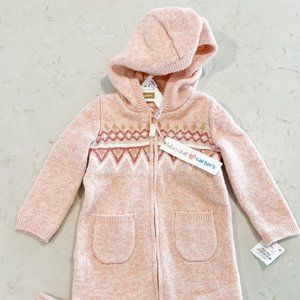 Hilary Duff x Carters - Fair Aisle Sweater Hooded Jumpsuit - Pink (9m)